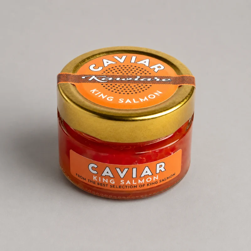 Raudonieji karališkosios lašišos ikrai Caviar King Salmon stiklainyje