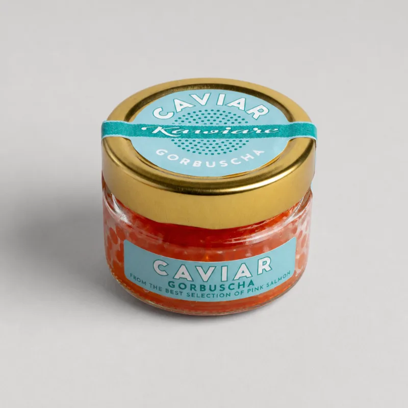 Raudonieji kuprės ikrai Caviar Gorbuscha stiklainyje